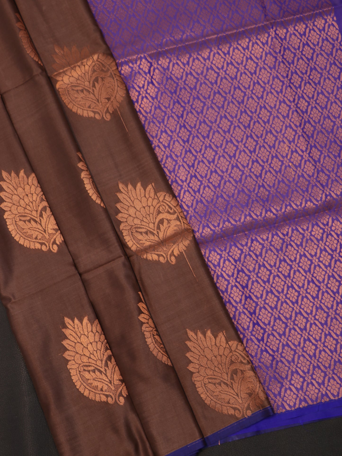 Luxury Coffee Brown & Royal Blue Semi Soft Silk Saree with Rich Paisley Zari Weaving