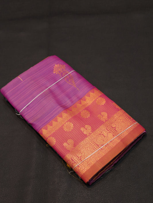 Royal Lavender Purple Semi Soft Silk Saree with Grand Rose Gold Zari Woven Designer Pallu