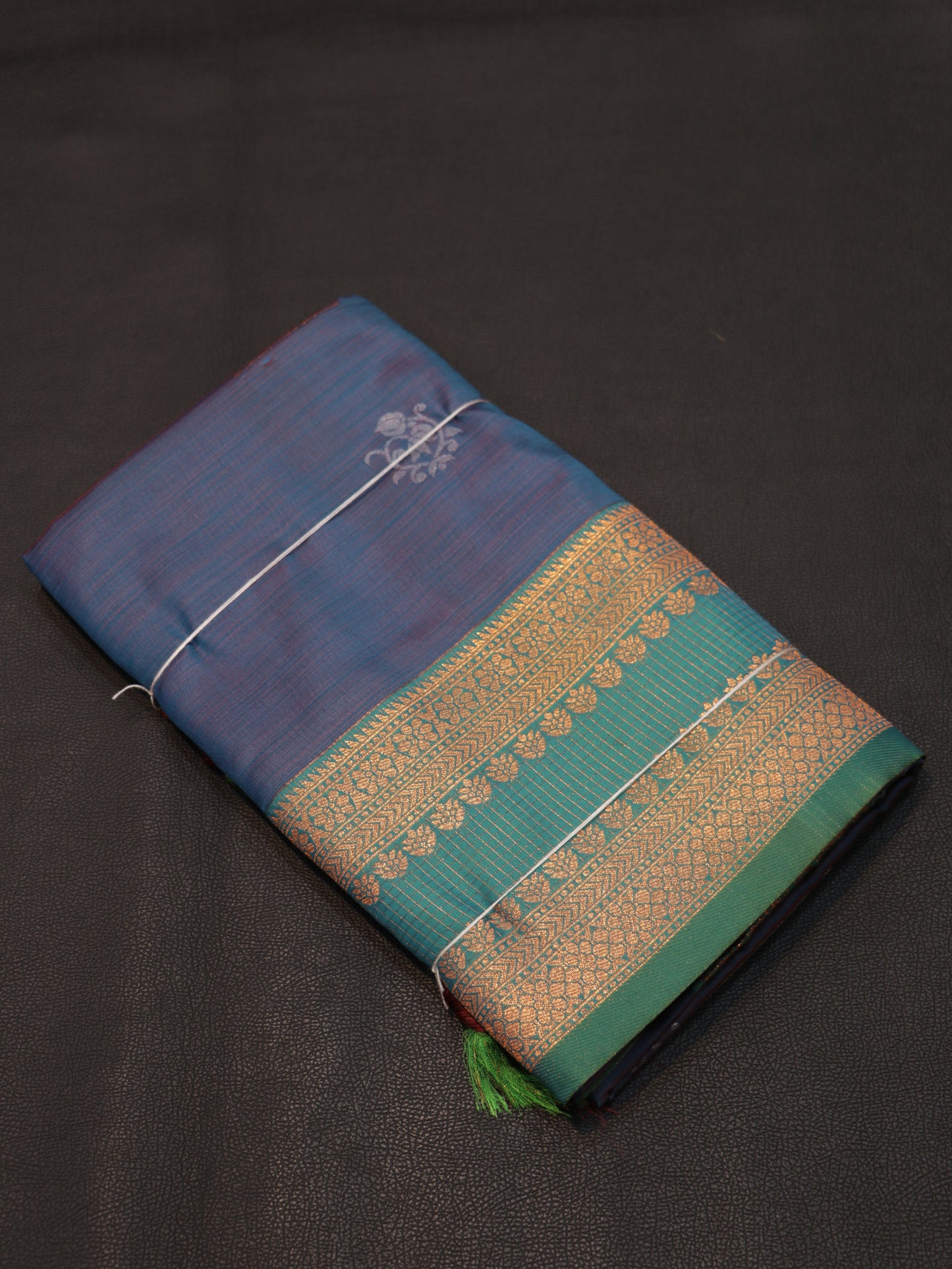 Royal Blue Semi Soft Silk Saree with Teal Green Floral Zari Brocade Designer Pallu