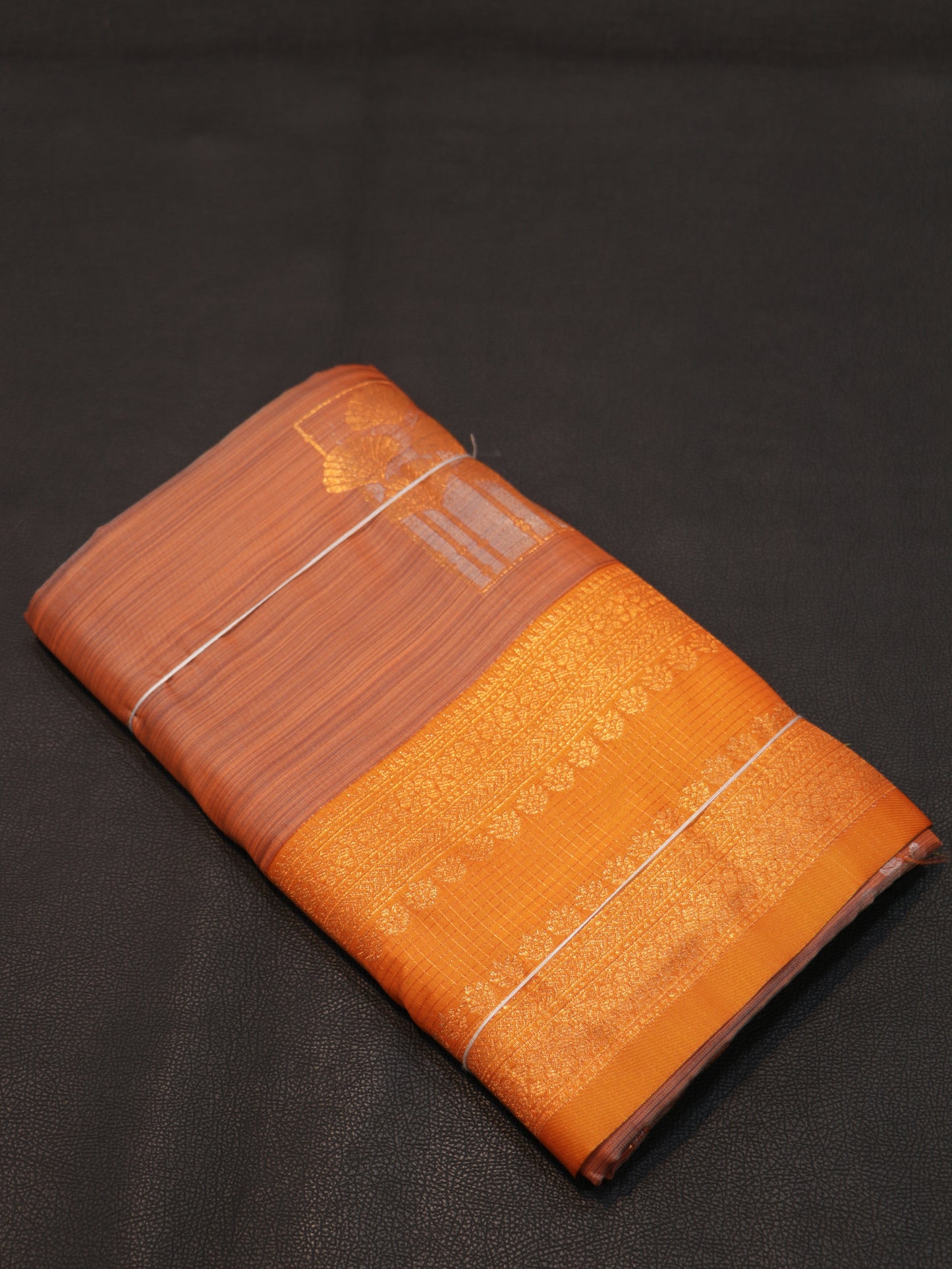 Rust Orange Semi Soft Silk Saree with Mustard Gold Zari Brocade Grand Designer Pallu