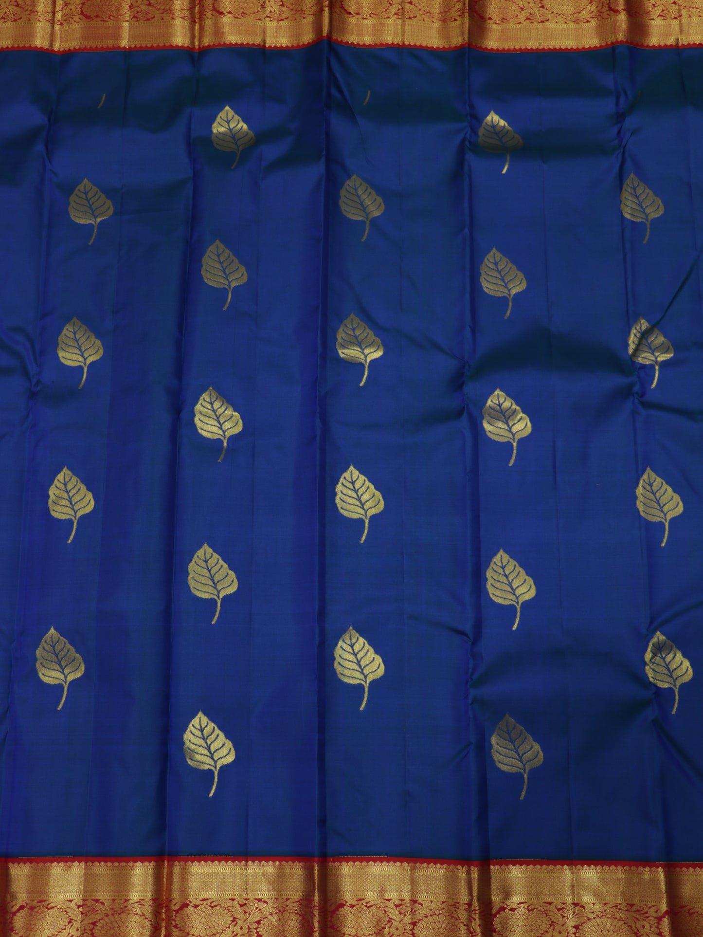 Royal Blue Kanchipuram Semi Soft Silk Saree with Maroon Korvai Border & Rich Zari Pallu