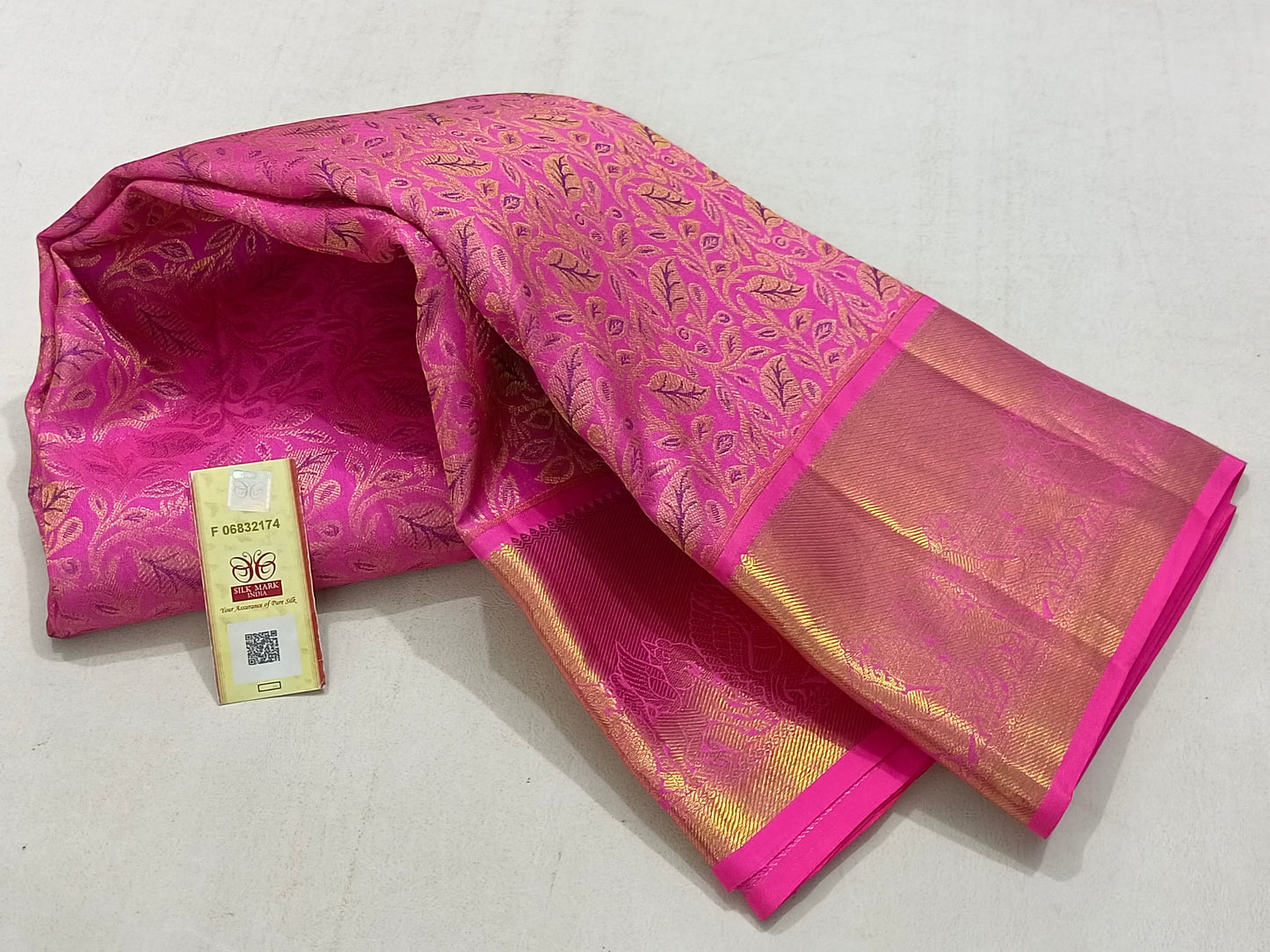 Baby Pink Wedding Saree In Pure Kanchipuram Silk With Zari Border