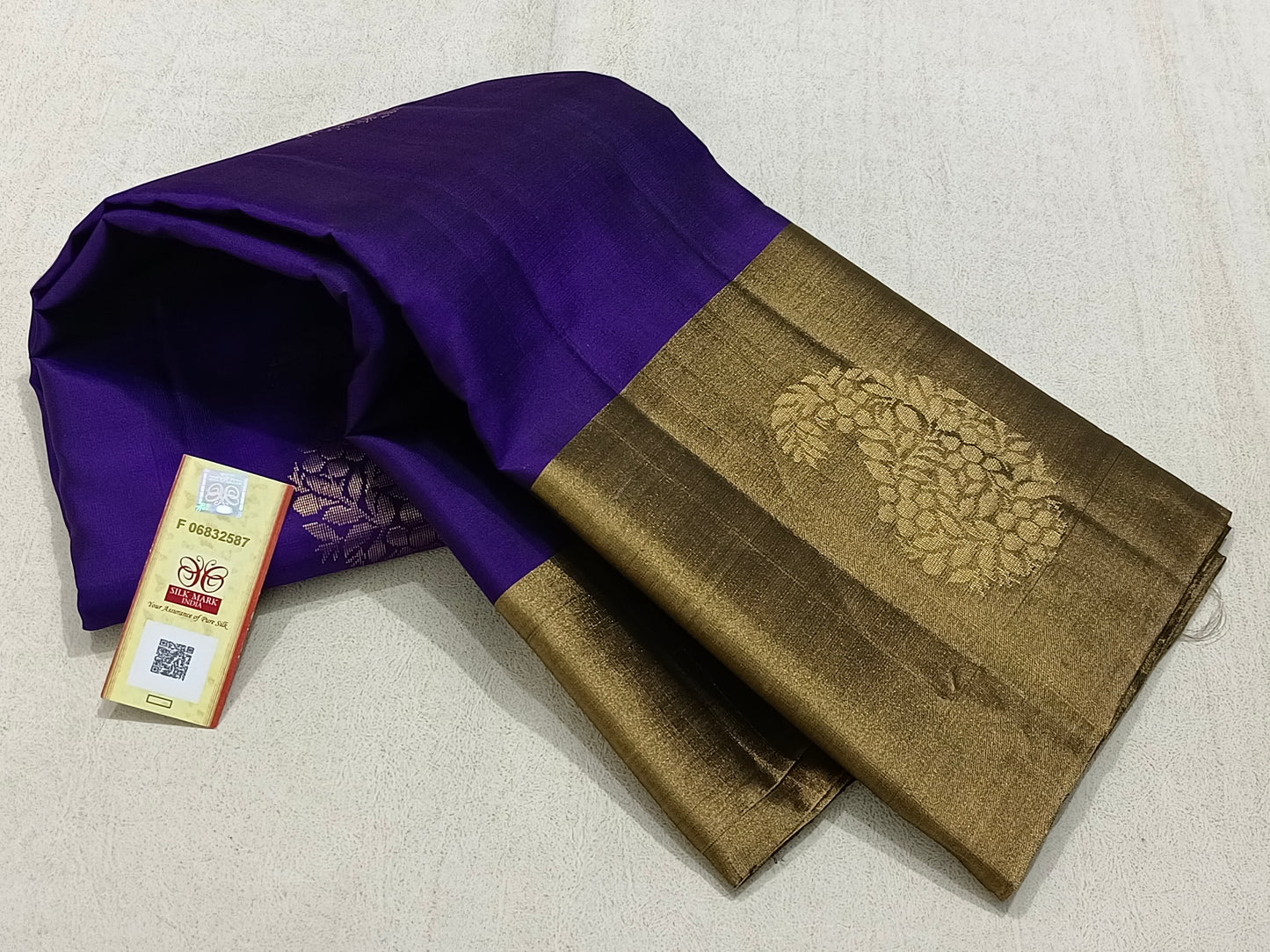 Contemporary Blue Saree Saree With Bronze Border