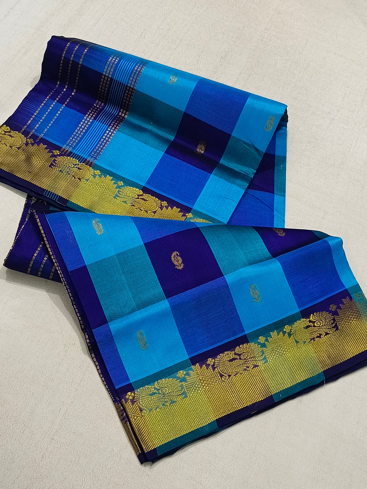 Paalum Pazhamum Blue Silk Cotton Saree