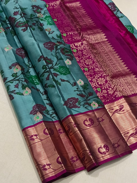 Pochampally Silk Saree - Metallic Shade