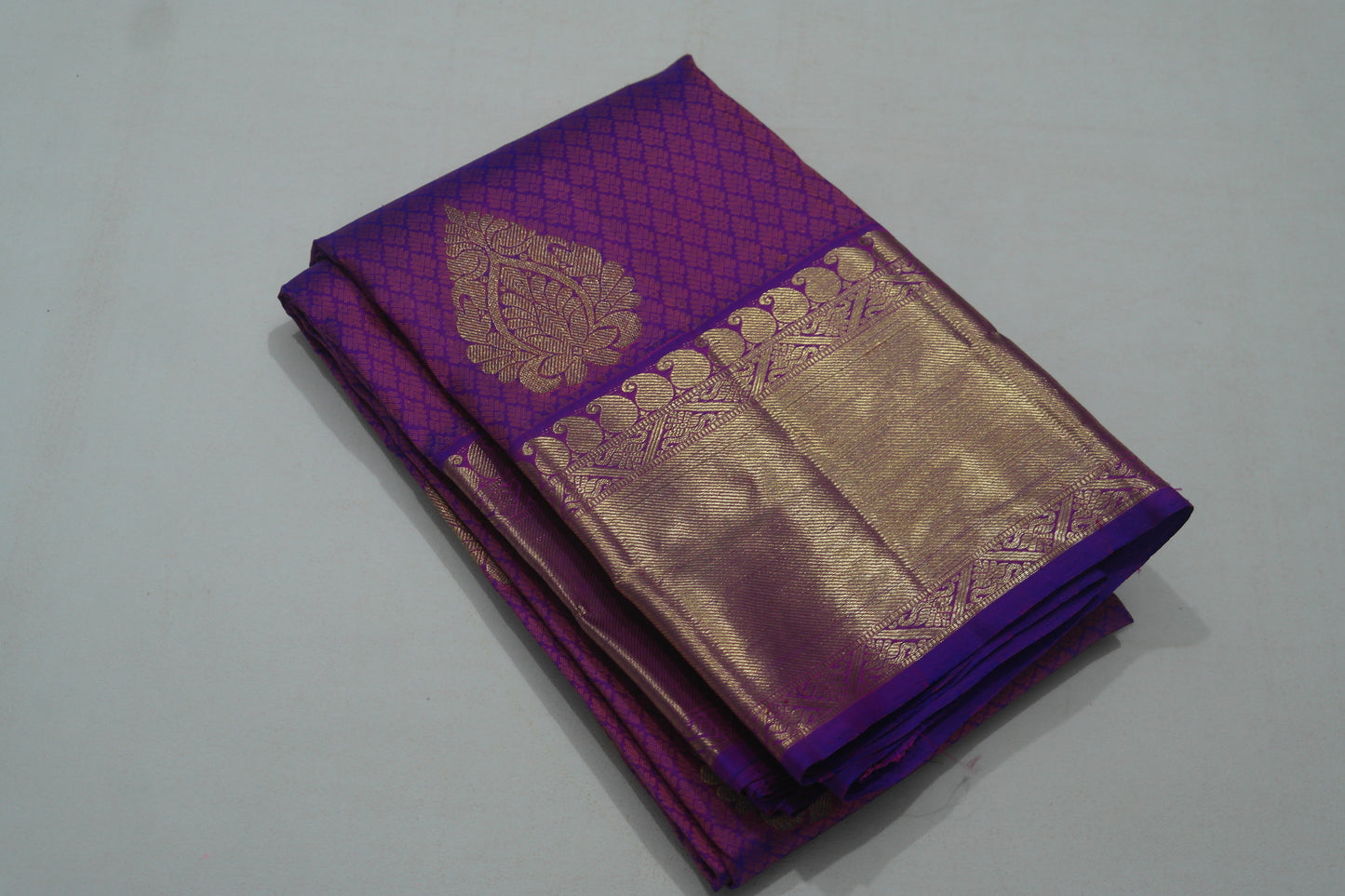 Royal Violet Bridal Kanchipuram Silk With Self Border