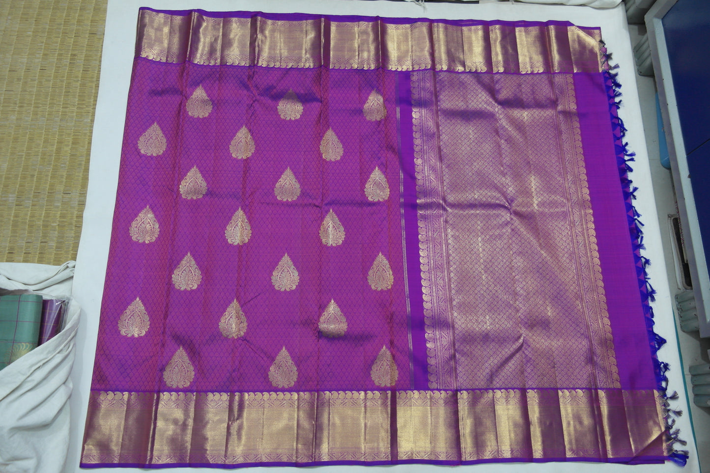 Royal Violet Bridal Kanchipuram Silk With Self Border