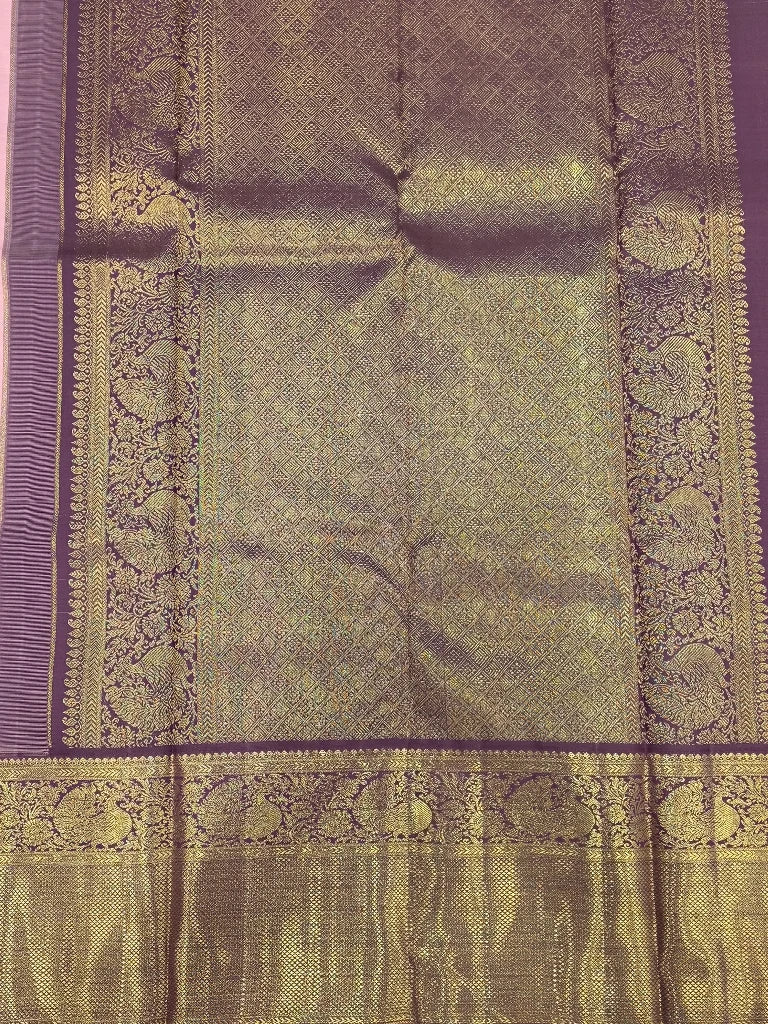 Baby Pink Pure Kanchipuram Silk Saree with Maroon Gold Zari Border | Bridal Saree